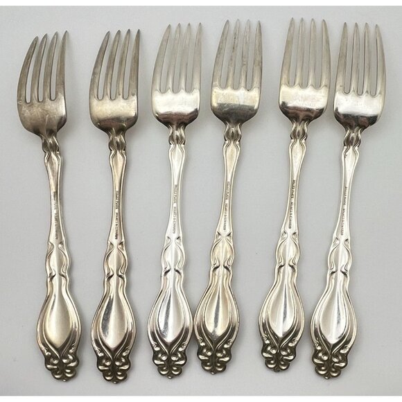 Vintage Holmes & Edwards Chalon Chatsworth Dinner Forks Set of 6 Monogrammed - Picture 2 of 7